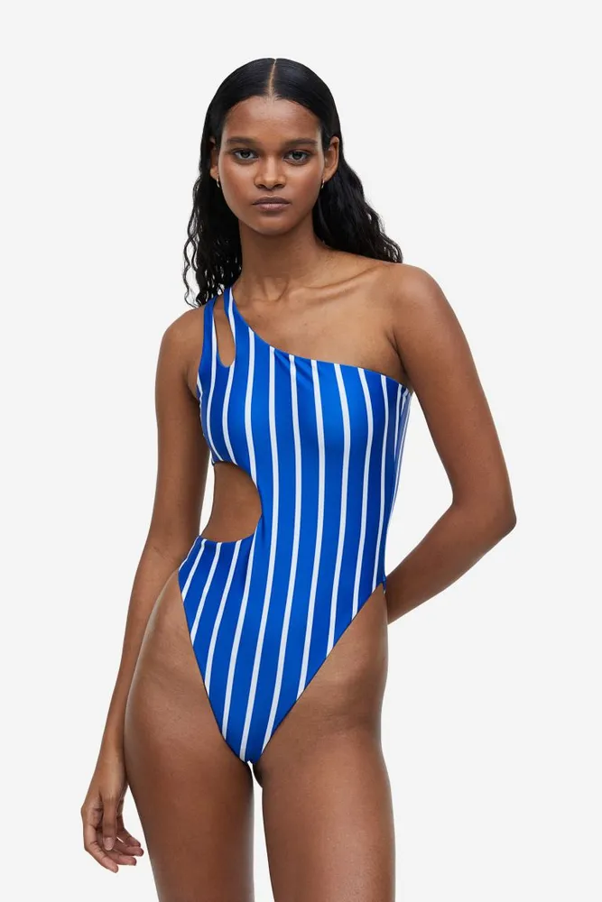 Double-Strap One-Shoulder One-Piece Swimsuit