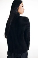 Cable-knit Mock Turtleneck Sweater