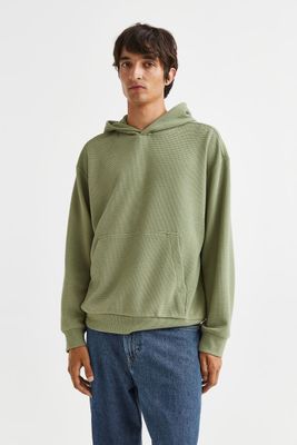 Relaxed Fit Waffled Hoodie