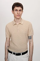 Slim Fit Textured-knit Polo Shirt