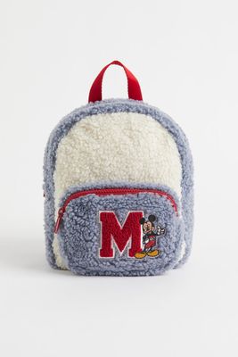 Embroidered-motif Fleece Backpack
