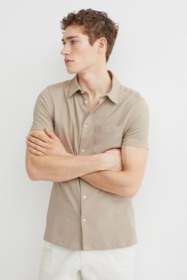 Muscle Fit Cotton Piqué Shirt
