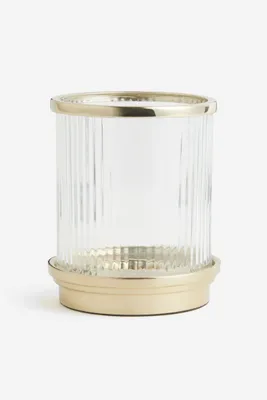 Tea Light Holder in Clear Fluted Glass