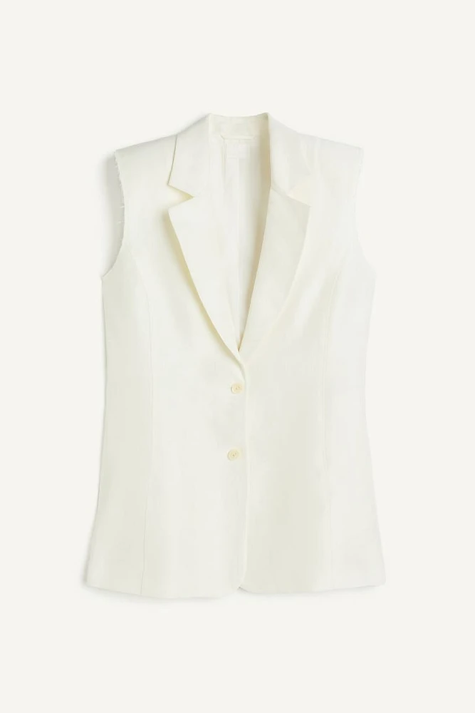 Linen-blend Sleeveless Jacket