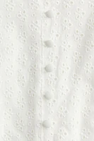 Button-front Eyelet Embroidery Dress