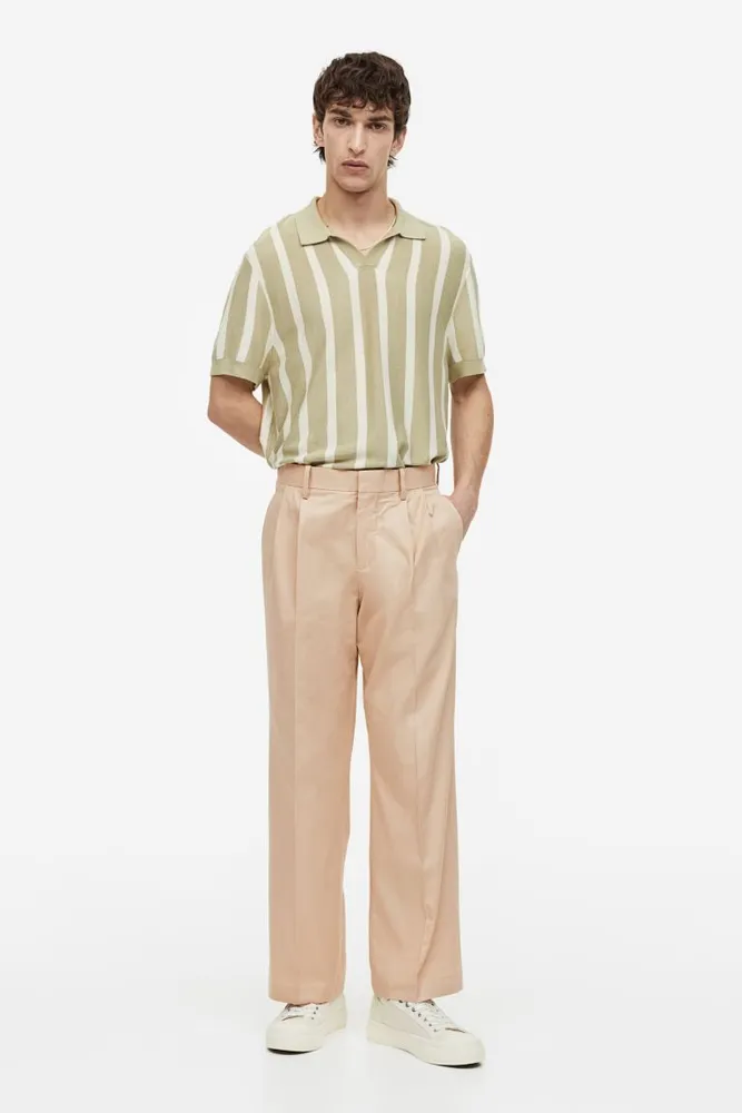 Relaxed Fit Twill Pull-on Pants - Beige - Men