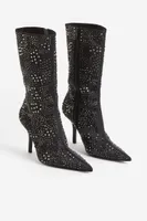 Rhinestone-embellished Heeled Boots