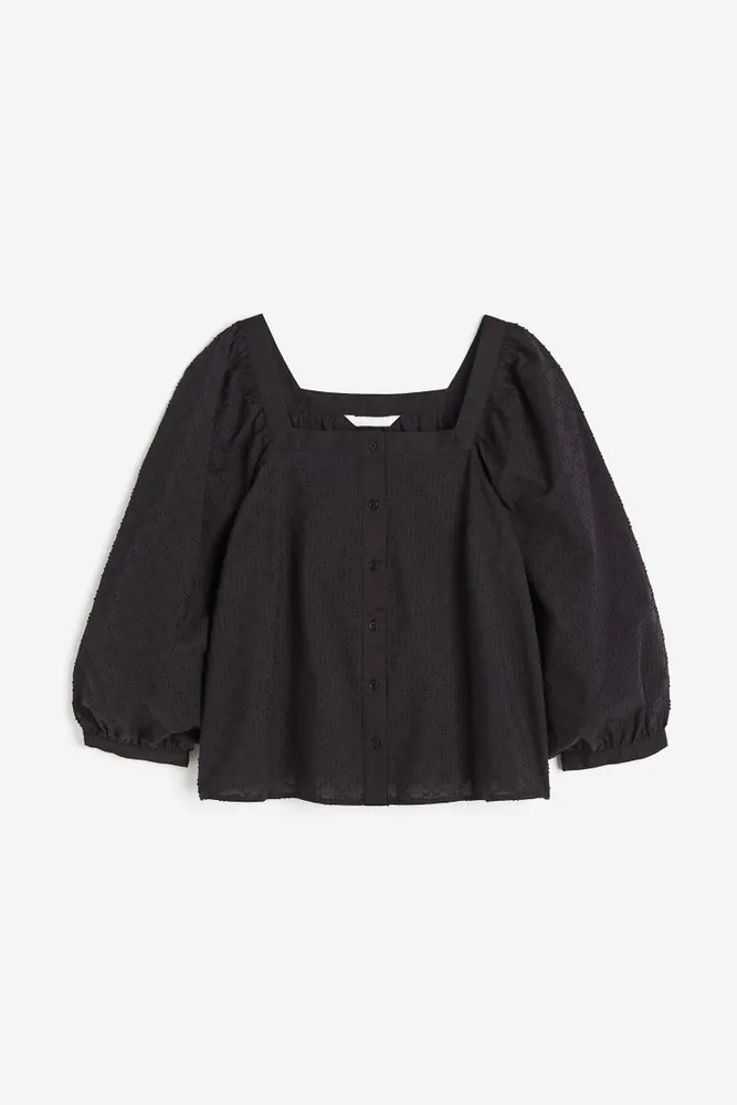 Square-neck Cotton Blouse