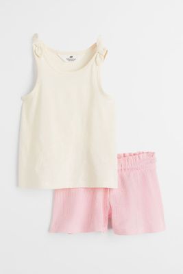 2-piece Set with Cotton Tank Top and Shorts