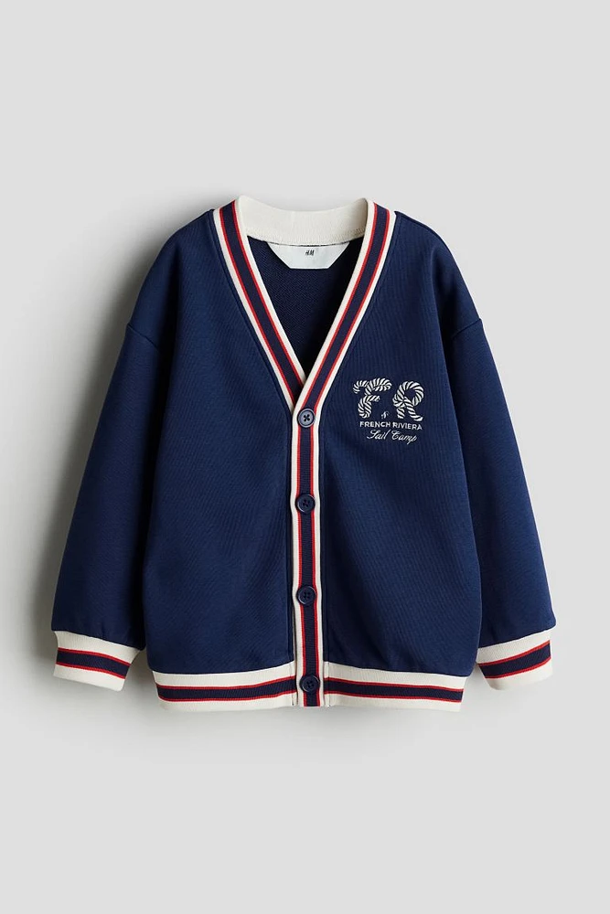 Sweatshirt Cardigan with Embroidered Motif