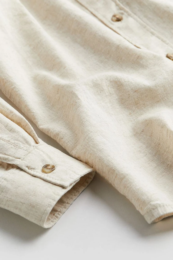 Long-sleeved Linen-blend Shirt