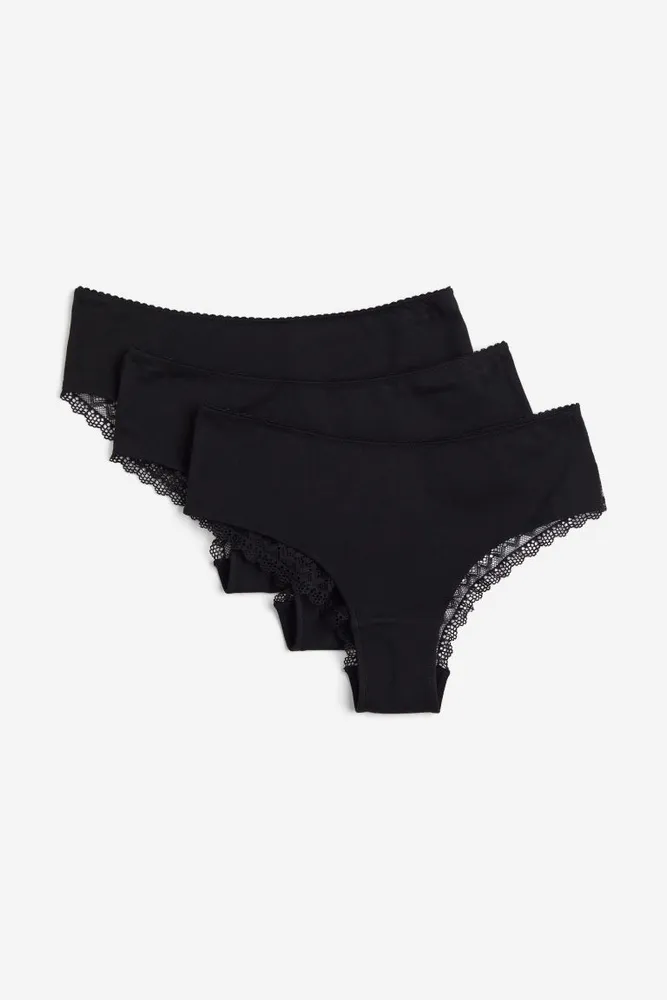 3-pack Cotton and Lace Hipster Briefs