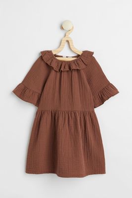 Flounced Double-weave Dress