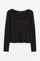 H&M+ Lace-trimmed Pointelle Jersey Top