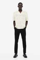 Relaxed Fit Crochet-look Polo Shirt