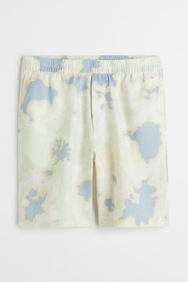 Relaxed Fit Patterned Linen Shorts