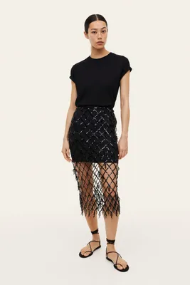 Sequined Net Skirt