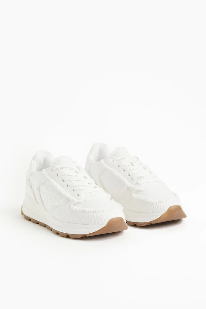 Frayed-edge Twill Sneakers