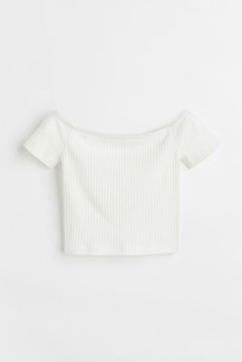 Ribbed Off-the-shoulder Top
