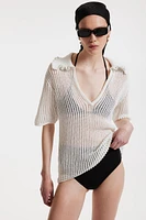 Rib-knit Top with Collar