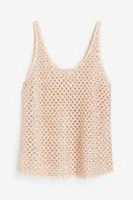 Sequined Hole-knit Tank Top