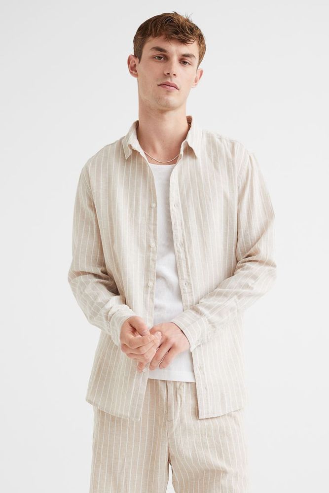 Linen-blend Slim Fit Shirt