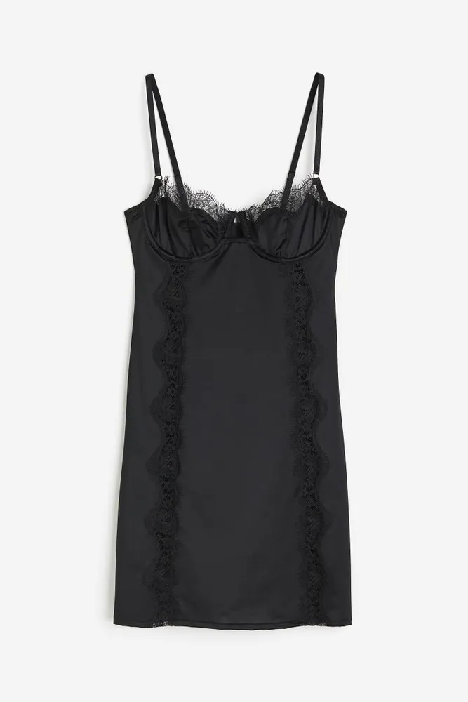 Lace-trimmed Underwire Satin Slip