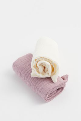 2-pack cotton muslin facial cleansing towels