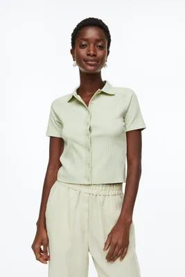 Button-front Top with Collar