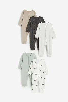 5-pack Long-sleeved Pajama Jumpsuits