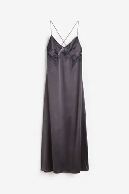 Lace-detail Satin Slip Dress