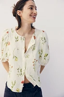 Linen-blend Blouse