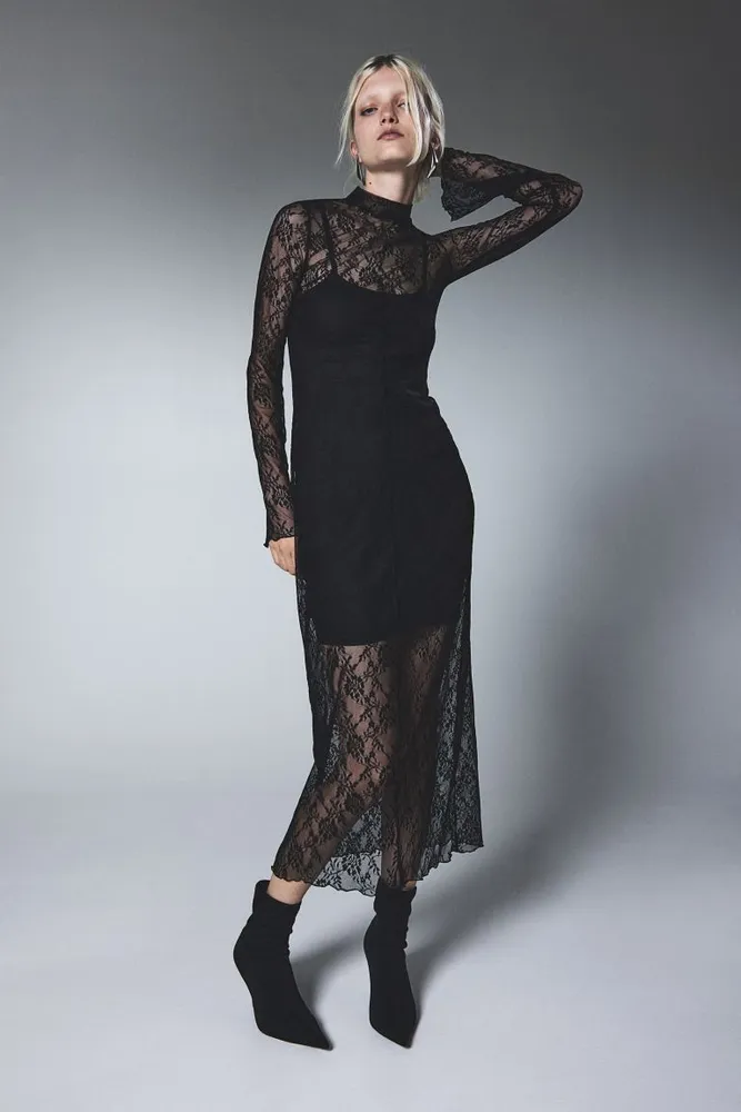 Lace Dress with Overlocked Seams