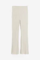 Rib-knit flared trousers