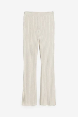 Rib-knit flared trousers