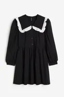 Dobby-weave Dress with Peter Pan Collar