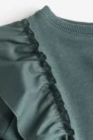 Flounce-trimmed Sweatshirt Dress
