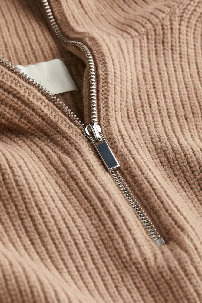 Rib-knit Half-zip Sweater