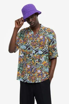 Chemise Relaxed Fit à motif avec col cubain