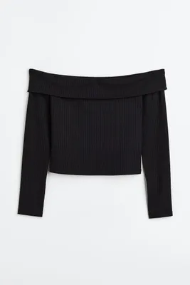 Off-the-shoulder Ribbed Top