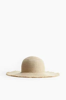 Frayed-edge Straw Hat