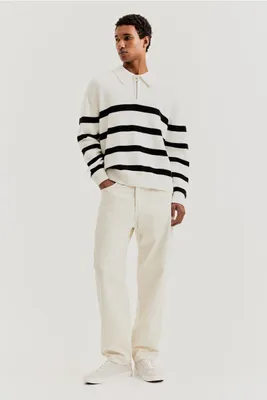 Loose Fit Half-zip Polo Sweater