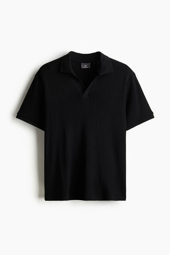 Regular Fit Hole-patterned Polo Shirt