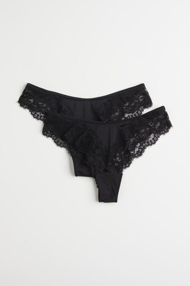 Maternity 2-Pack Lace-Trim Supima® Cotton-Blend Below-Bump Bikini Underwear