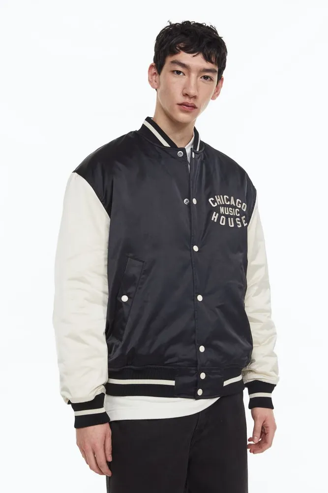 details Required protect H&m Oversized Fit Satin Baseball Jacket | Bridge Street Town Centre