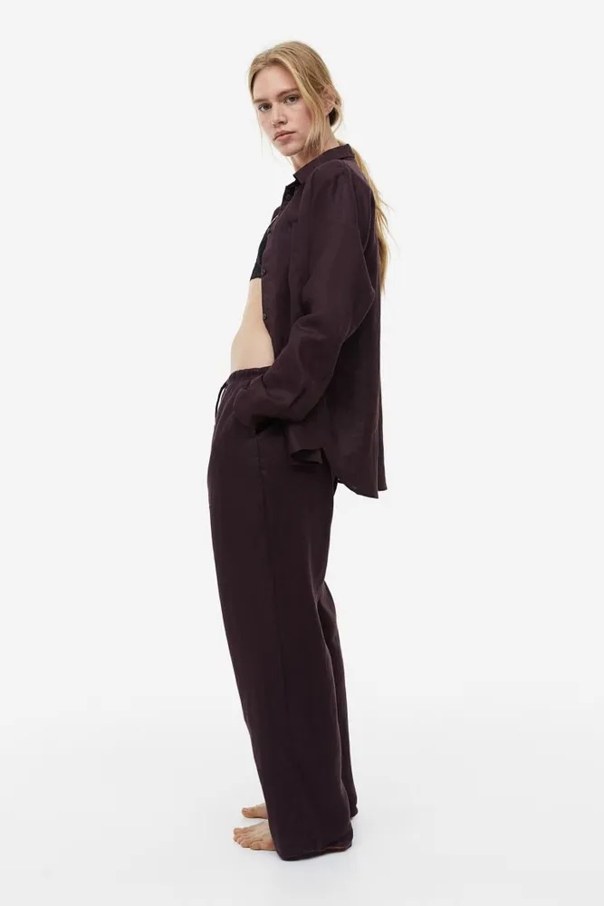 H&M Wide-leg Linen-blend Pants