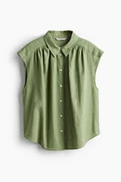 Linen-blend Sleeveless Shirt