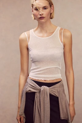 Ribbed Tank Top with Overlocked Trim
