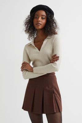 pleated twill skirt
