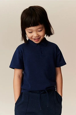 Short-sleeved Fine-knit Polo Shirt